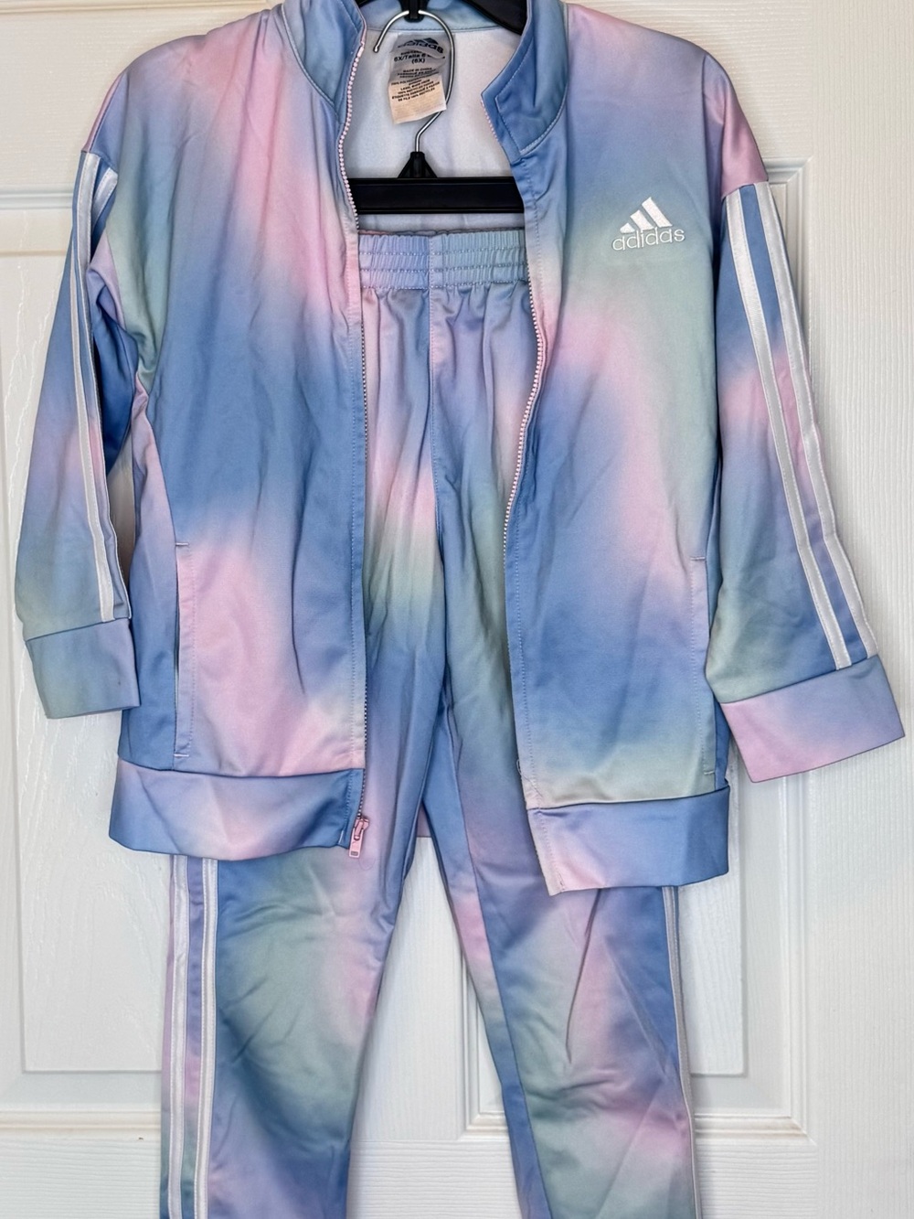 adidas Pastel Blue-Pink-Mint Tie-Dye Track Jacket and Pants Set